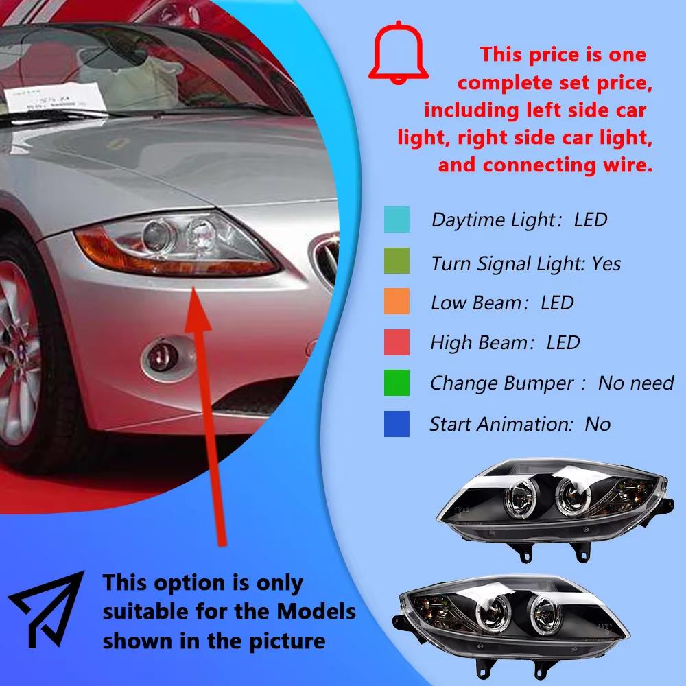 Feux avant de voiture pour BMW Z4 E85 2003 – 2008, assemblage de phares automobiles LED, mise à nive