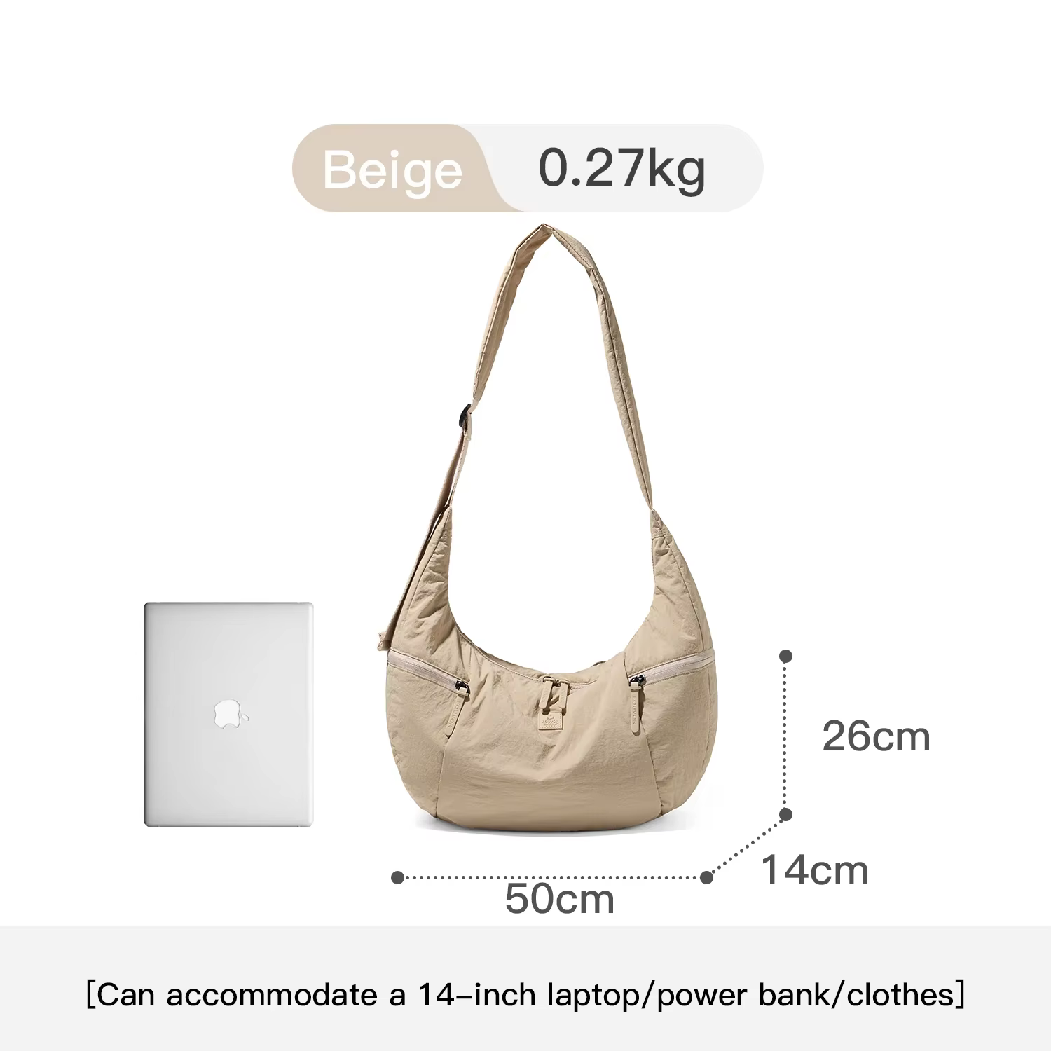 Sac à bandoulière EPOL pour femme en nylon imperméable, sacs décontractés tendance 2026, sac croissa