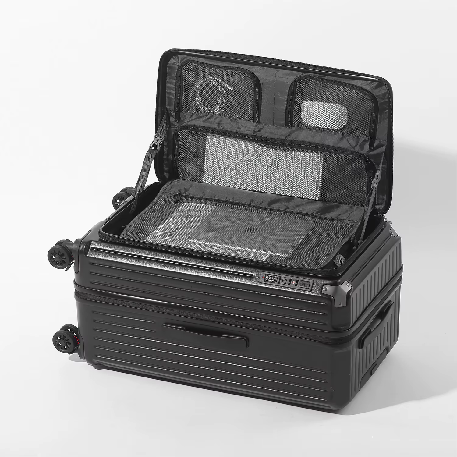 Bagage à main avec ouverture latérale, port de charge USB+Type-C, serrure TSA, roues à frein, 20/24/
