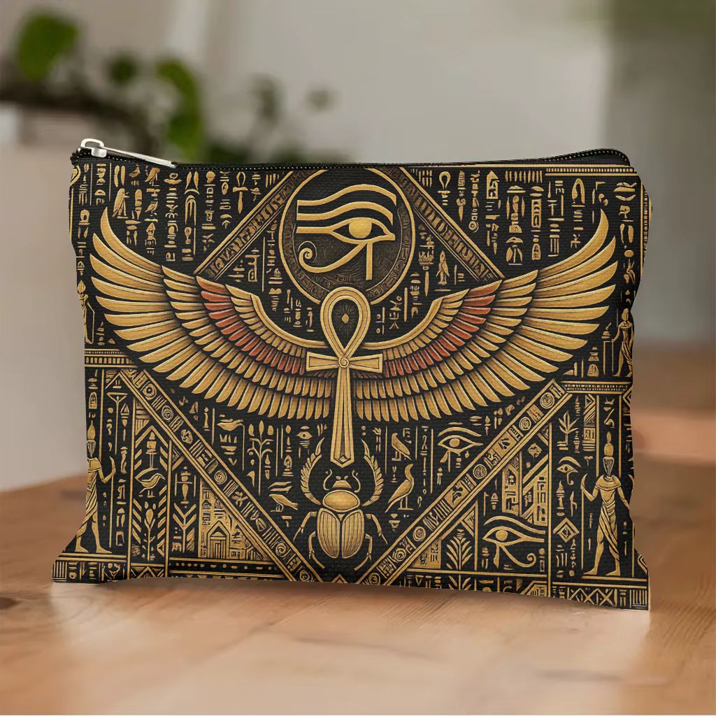 Un sac de maquillage égyptien – Jolie pochette multifonctionnelle à fermeture éclair pour femmes, sa
