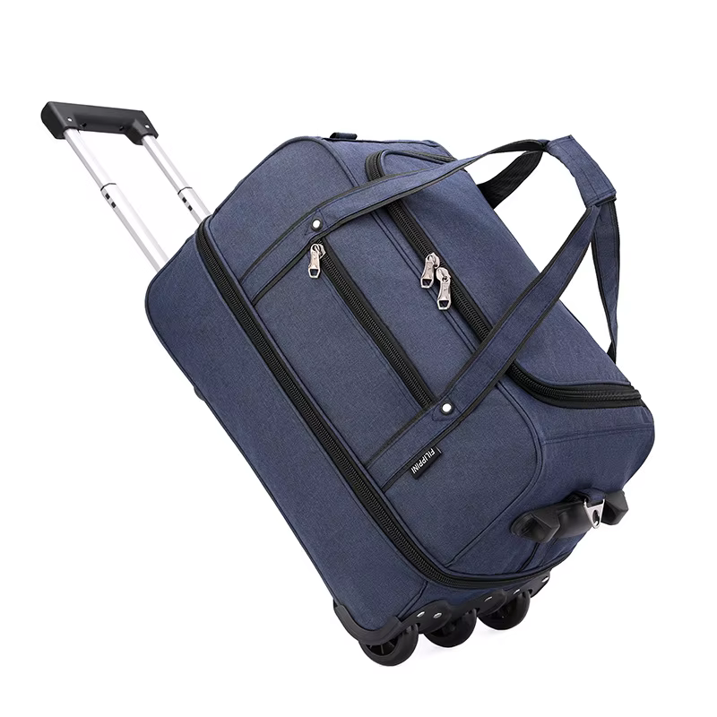Sac de voyage pliable en tissu Oxford, grande capacité, bagage à roulettes souple avec poignée téles