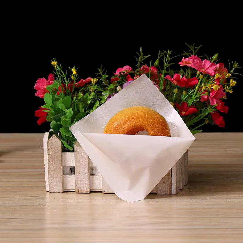 Sac en Papier Blanc à l'Huile, Emballage Jetable pour Sandwich, Poulet, à Emporter, Enduit de Graiss