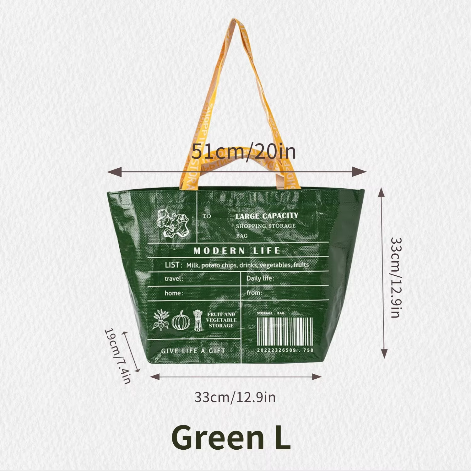 Sac de courses en PP tissé, grande capacité, imperméable, à bandoulière, portable, pour supermarchés