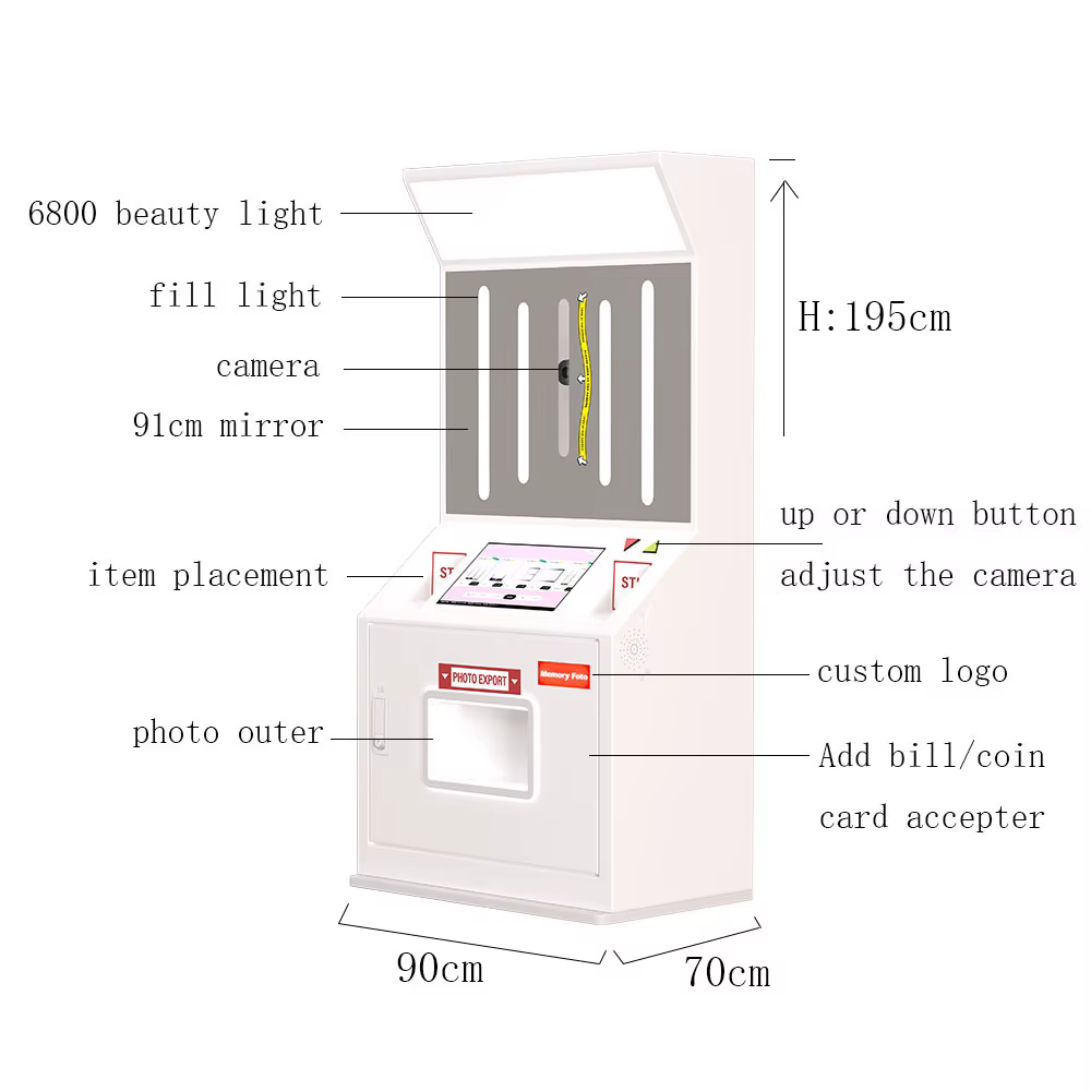 Photomaton instantané de Noël, machine à selfie, photomaton avec miroir magique réglable, avec camér