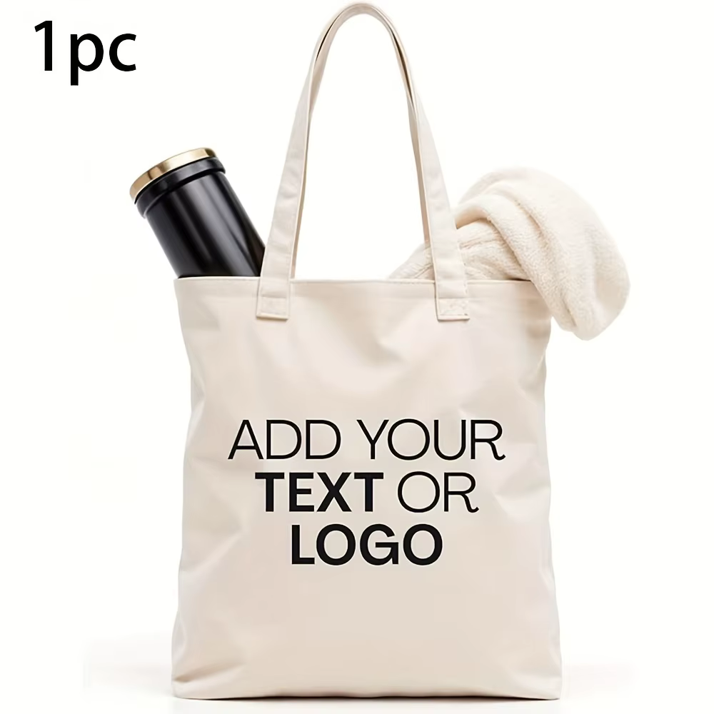 Sac fourre-tout personnalisé, sac de shopping réutilisable et durable en polyester avec texte/logo p