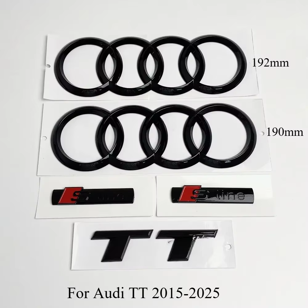 Pour Audi TT 2015-2025 4 anneaux Logo ABS noir capot de voiture emblème de calandre arrière Badge de