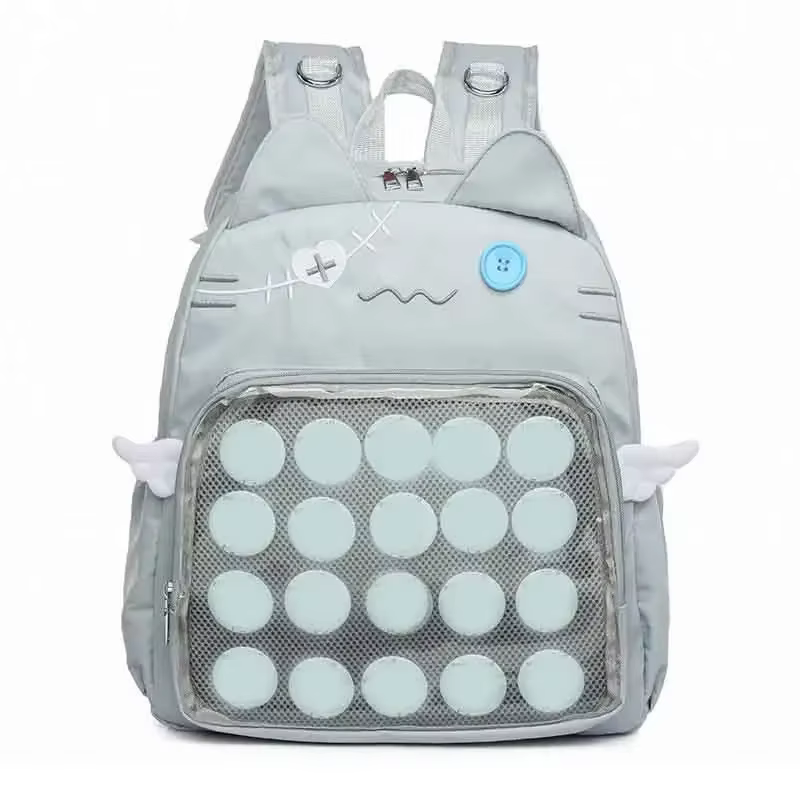 Sac à dos chat mignon femmes Nylon Style japonais décontracté mode Transparent Ita sac grande capaci