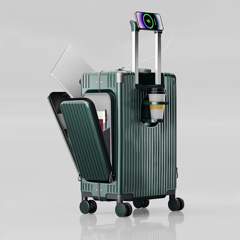 Valise multifonctionnelle à ouverture frontale à trois ouvertures, nouveau style, matériau PC de 20 