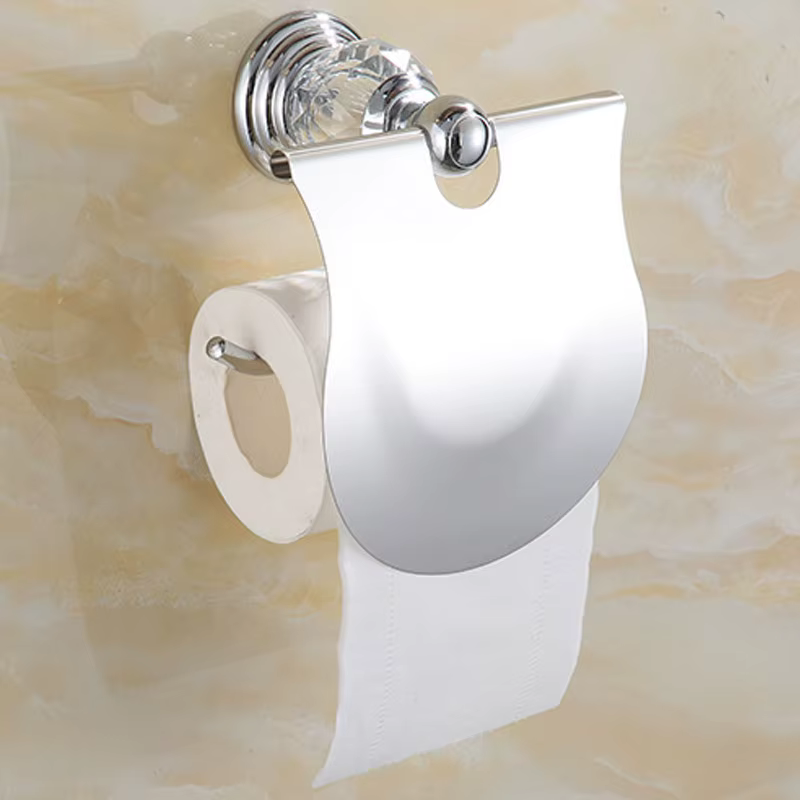 Accessoires de quincaillerie de salle de bains en acier inoxydable et cristal, porte-papier, support