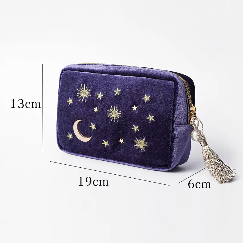 Sac à cosmétiques en velours de luxe, grande capacité, portable, pour rouge à lèvres, rangement de c