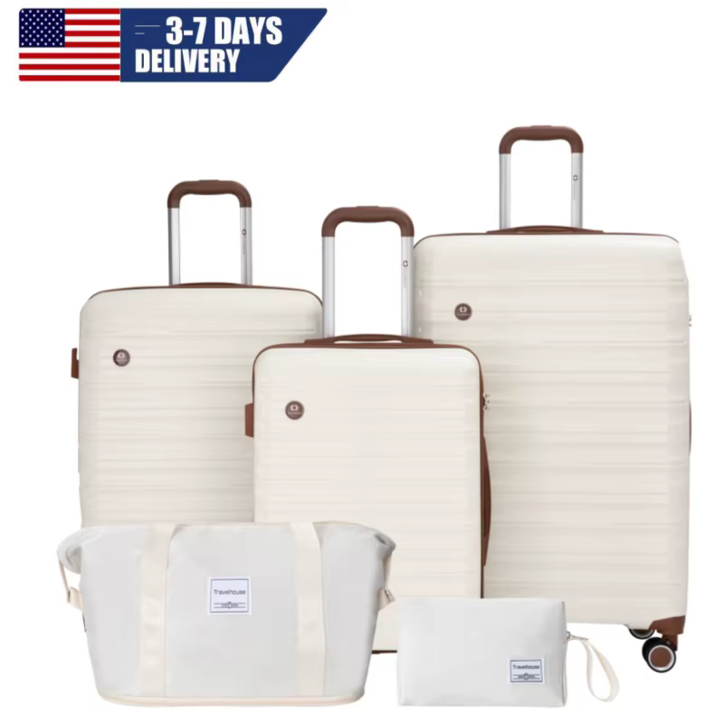 Ensemble de bagages 5 pièces, valises avec roues à double rotation et serrure TSA, valise rigide 3 p