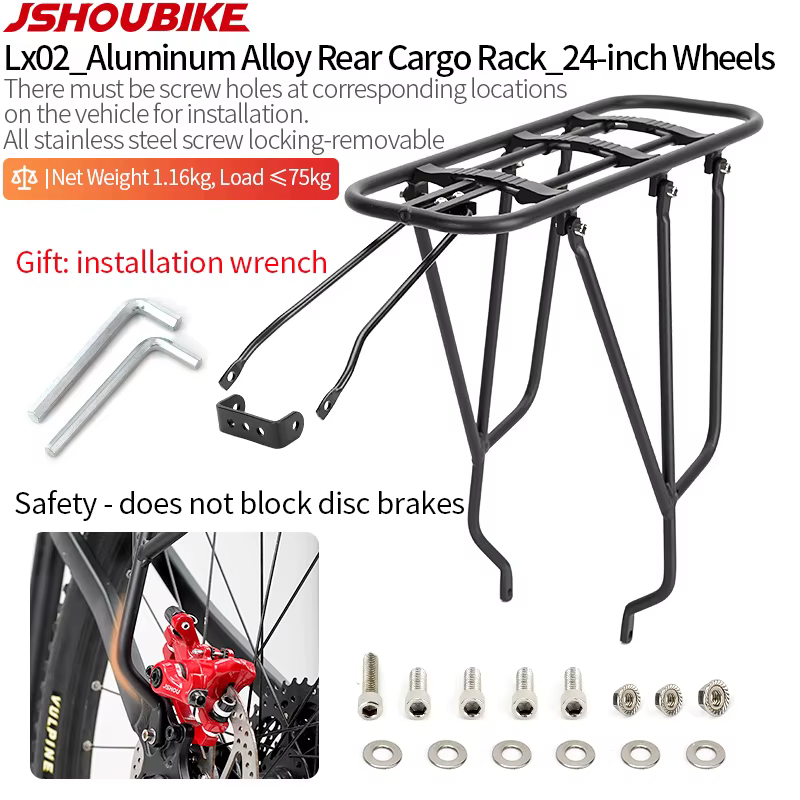 JSHOU-Bagage arrière de vélo en alliage d'aluminium T1, support de contre-pointe, Electrolux, vélo, 