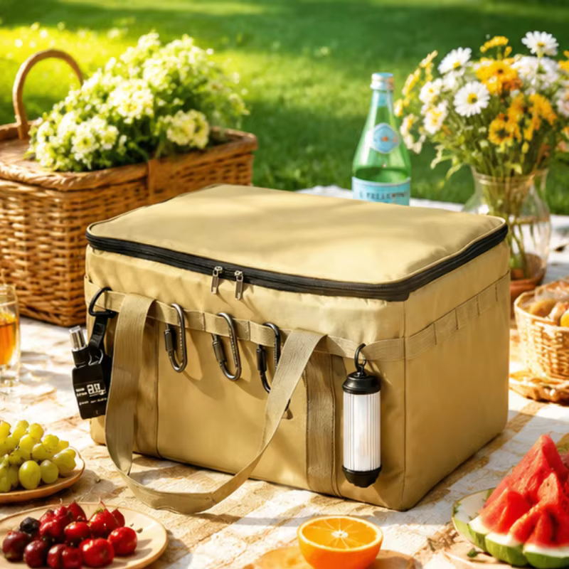 Sac de rangement pliable en Oxford kaki 30L, sac tactique résistant à l'eau pour la vaisselle de cam