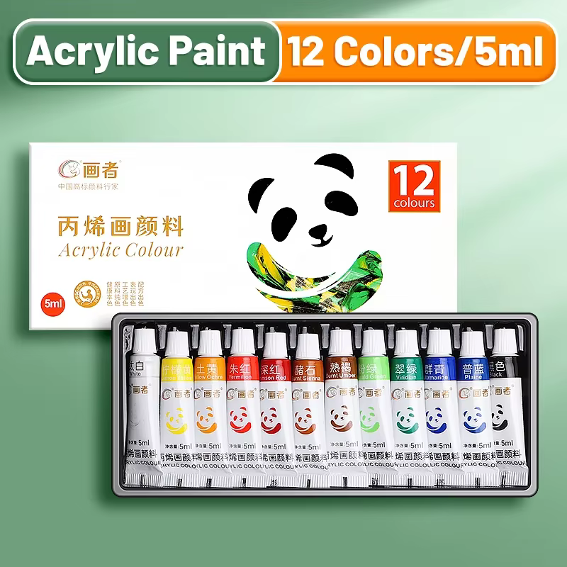 Ensemble de peinture acrylique 12/18/24 couleurs 5ml/0.17oz, Pigments riches d'art portables impermé