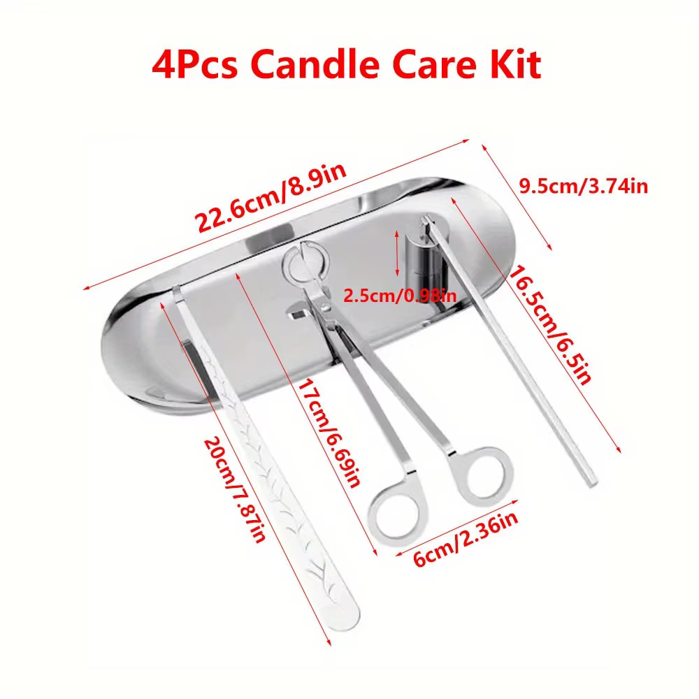 Kit de soins de bougies de luxe en acier inoxydable, coupe-mèche, ciseaux, crochets d'extincteur, ou