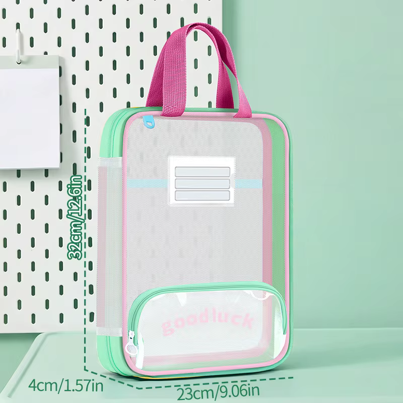 Sac fourre-tout vertical transparent grande capacité, sac de rangement zippé pour livres d'examen