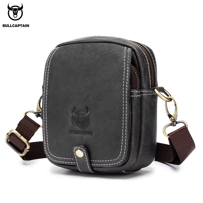 BULLCAPTAIN décontracté hommes messager sacs à bandoulière Premium YKK poche à glissière lisse en cu