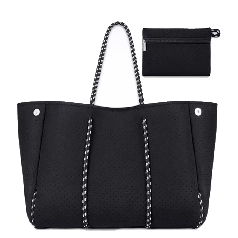 Sac à bandoulière de voyage en néoprène perforé pour femme avec petite pochette, grand sac de plage 