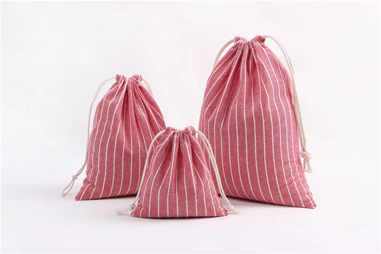 Sac à cosmétiques en coton et lin avec cordon de serrage, sac cadeau, pochette d'emballage de bagage