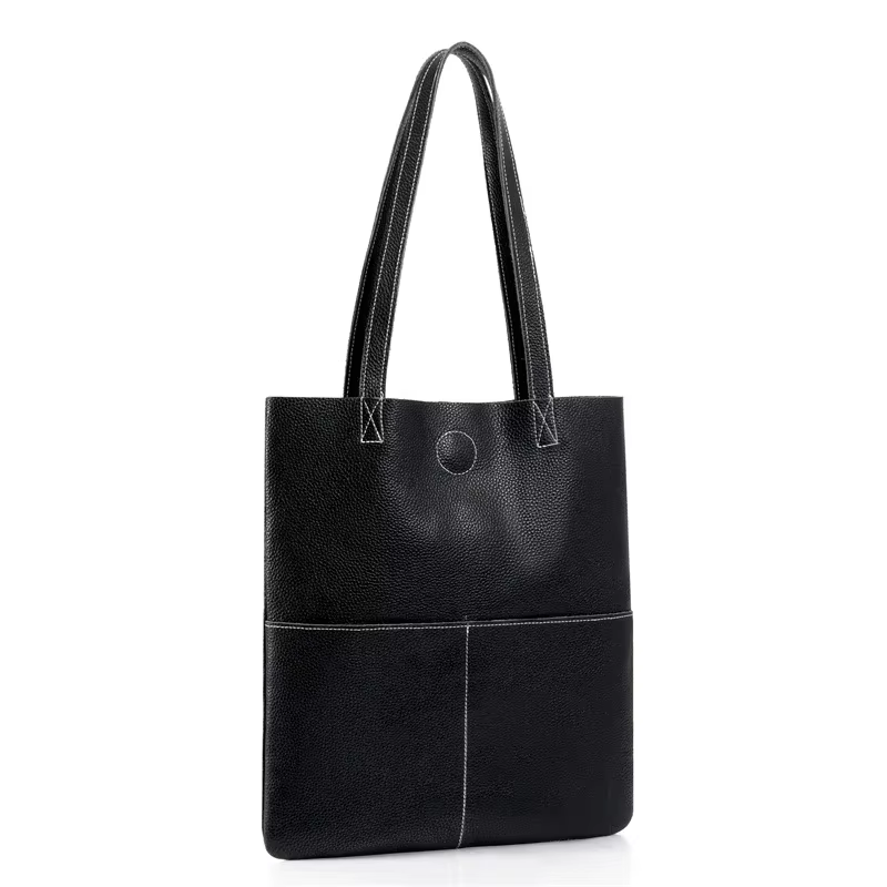 Sac à bandoulière de grande capacité en matériau souple solide, nouveau sac de Shopping en cuir à la