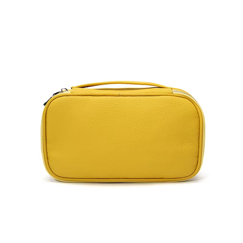 Trousse de Toilette de Voyage en Cuir de Vachette Grande Capacité Personnalisable avec Nom, Sac Cosm