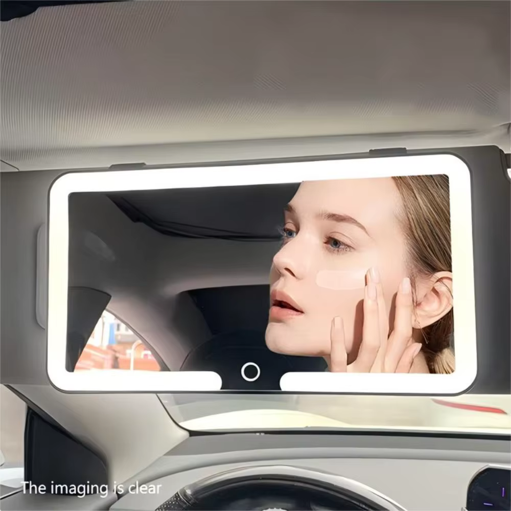 Miroir de vanité LED pour voiture, écran tactile à intensité variable, 3 Modes d'éclairage, pare-sol