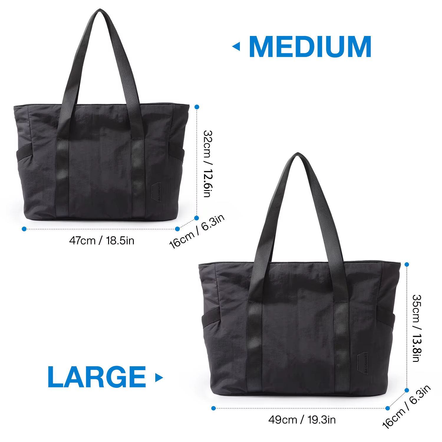 BAGSMART Sac fourre-tout pour femme avec fermeture éclair Sac à bandoulière pour ordinateur portable