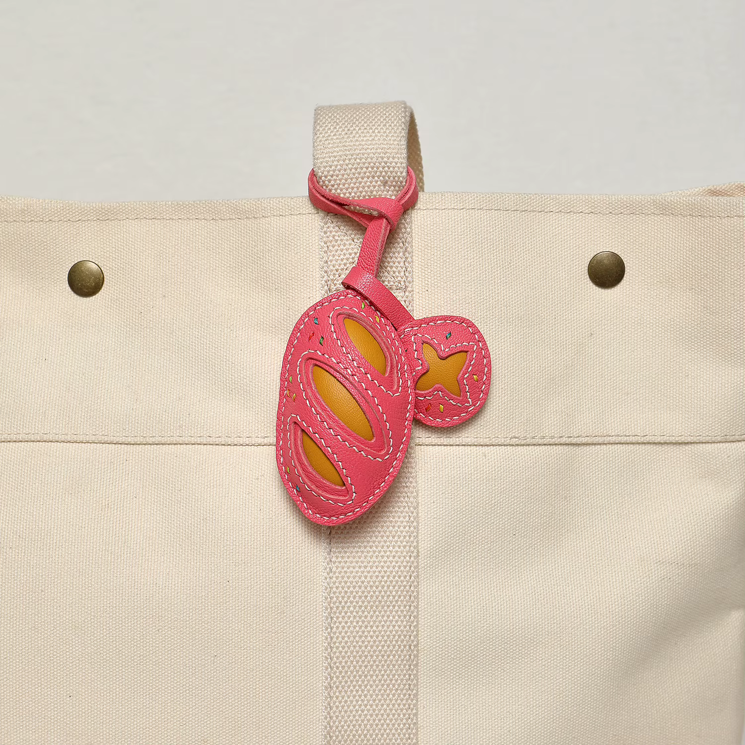 Peau de mouton fait à la main en cuir véritable Baguette sac breloque porte-clés cadeau mignon pain 