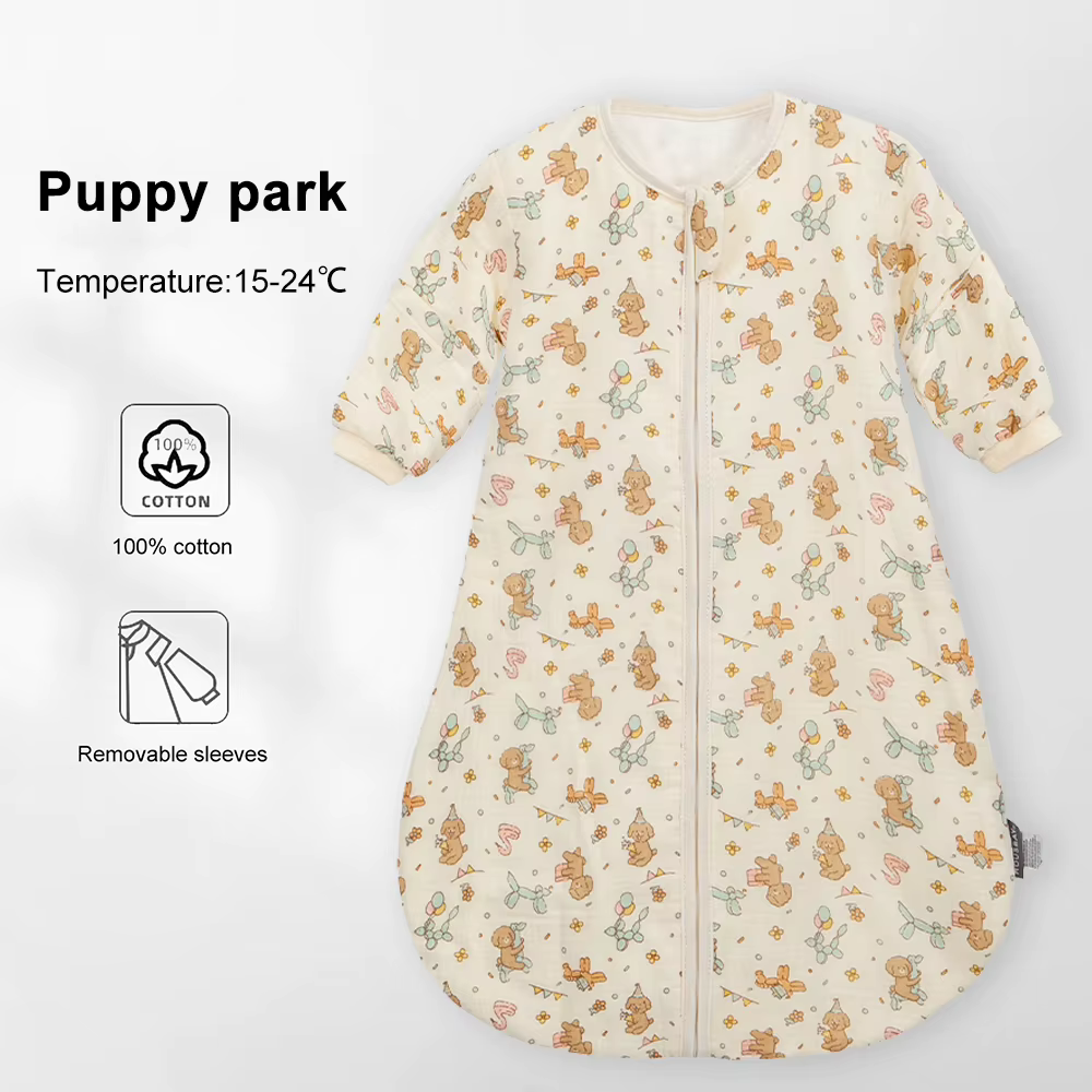 Sac de couchage pour bébés de 0 à 24 mois, gaze de coton douce, respirant, fermeture éclair à 3 voie