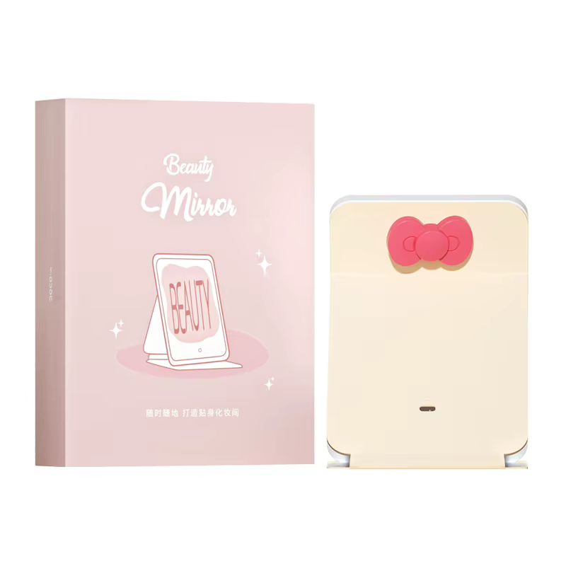 DOCO-Miroir de courtoisie LED portable et pliable, miroir de maquillage, écran tactile, gradation, b
