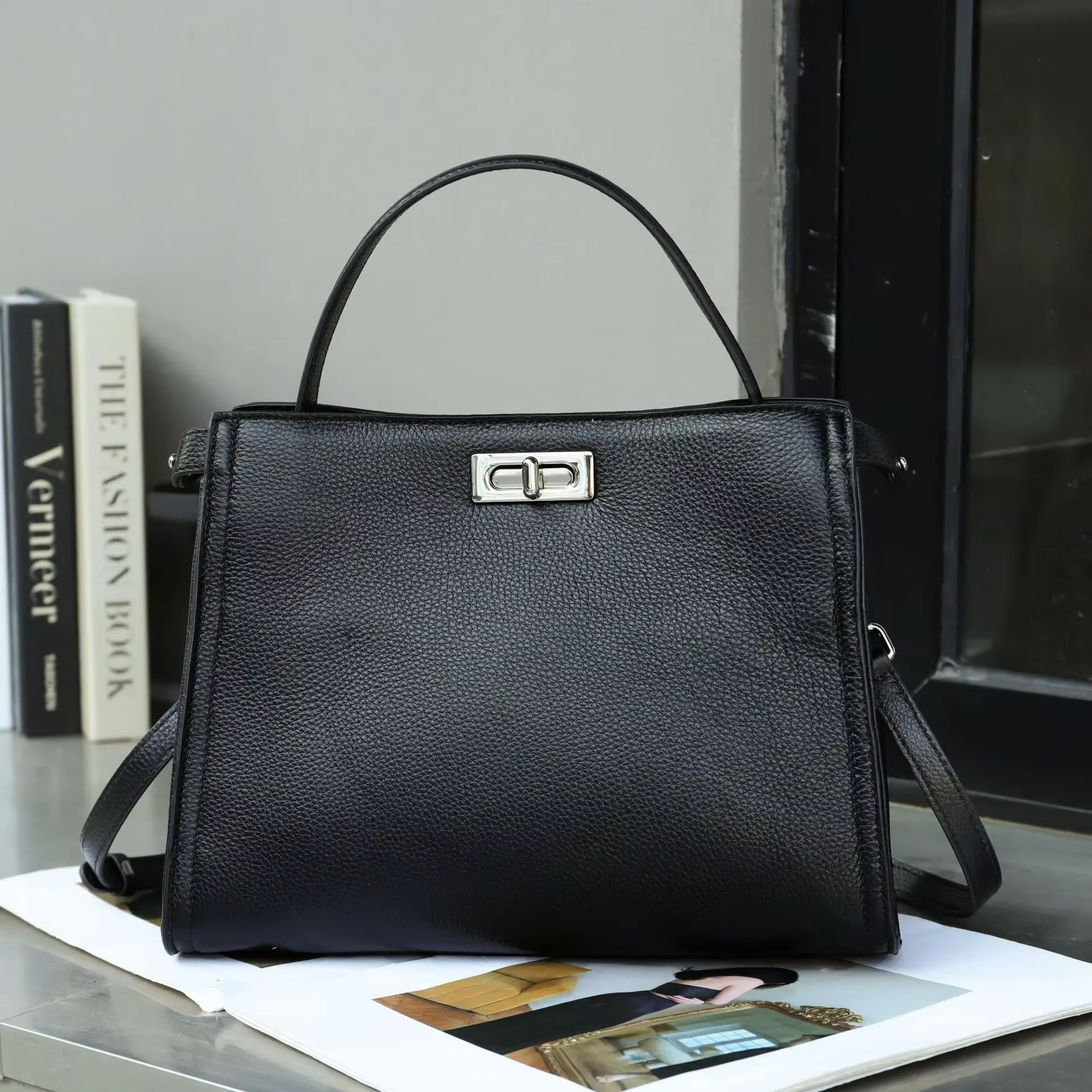 Mn-Sac à main en cuir de vache naturel pour femme, vin rouge, diable, fourre-tout, vert, simple, ini