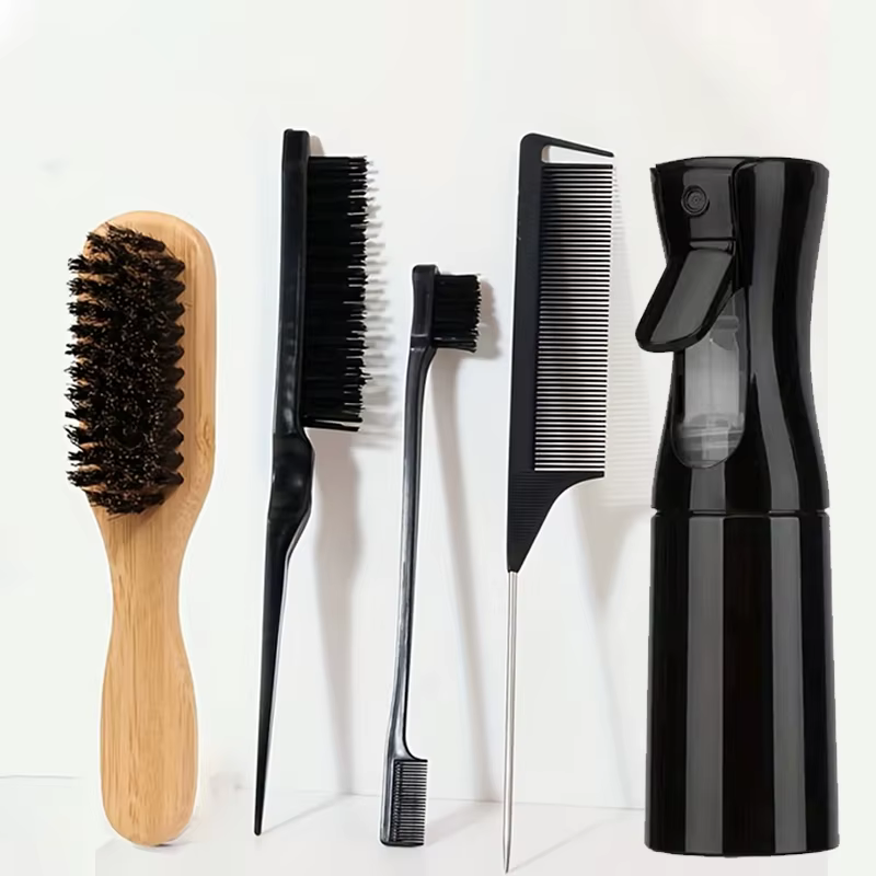 Ensemble de 5 brosses à cheveux incontournables! Peigne démêlant, brosse de contrôle des bords, liss