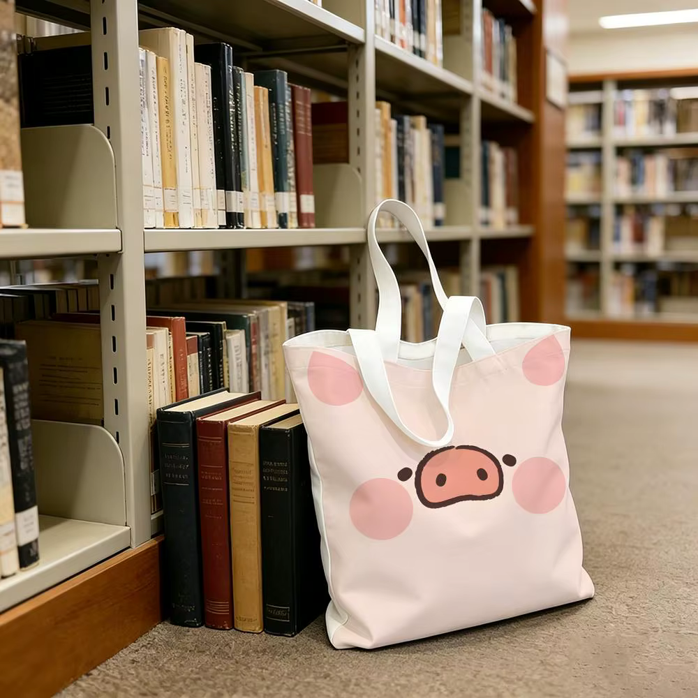 Sacs de rangement en toile à motif de cochon L-LuLu, sac de shopping léger en toile, idéal pour un u