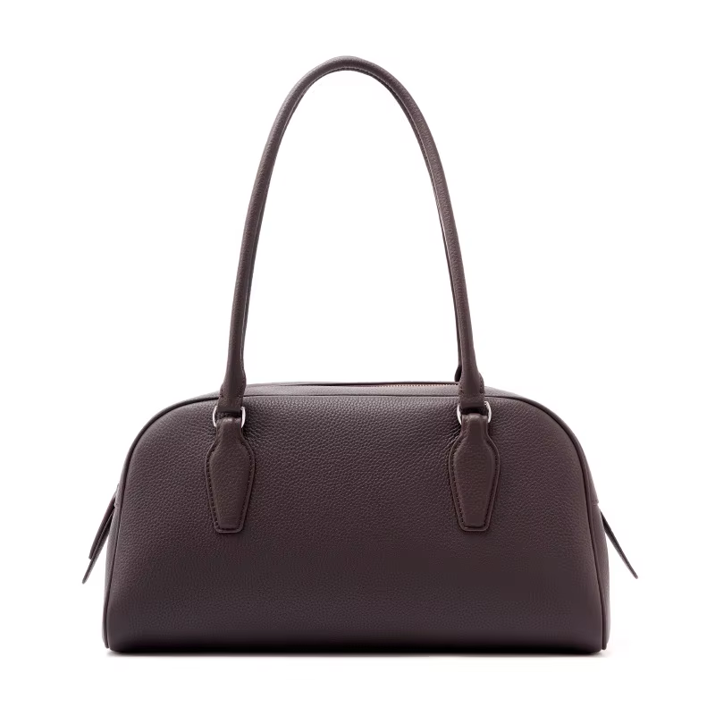 Sac bowling East-West pour femme en cuir véritable vintage, avec poignée supérieure et bandoulière, 