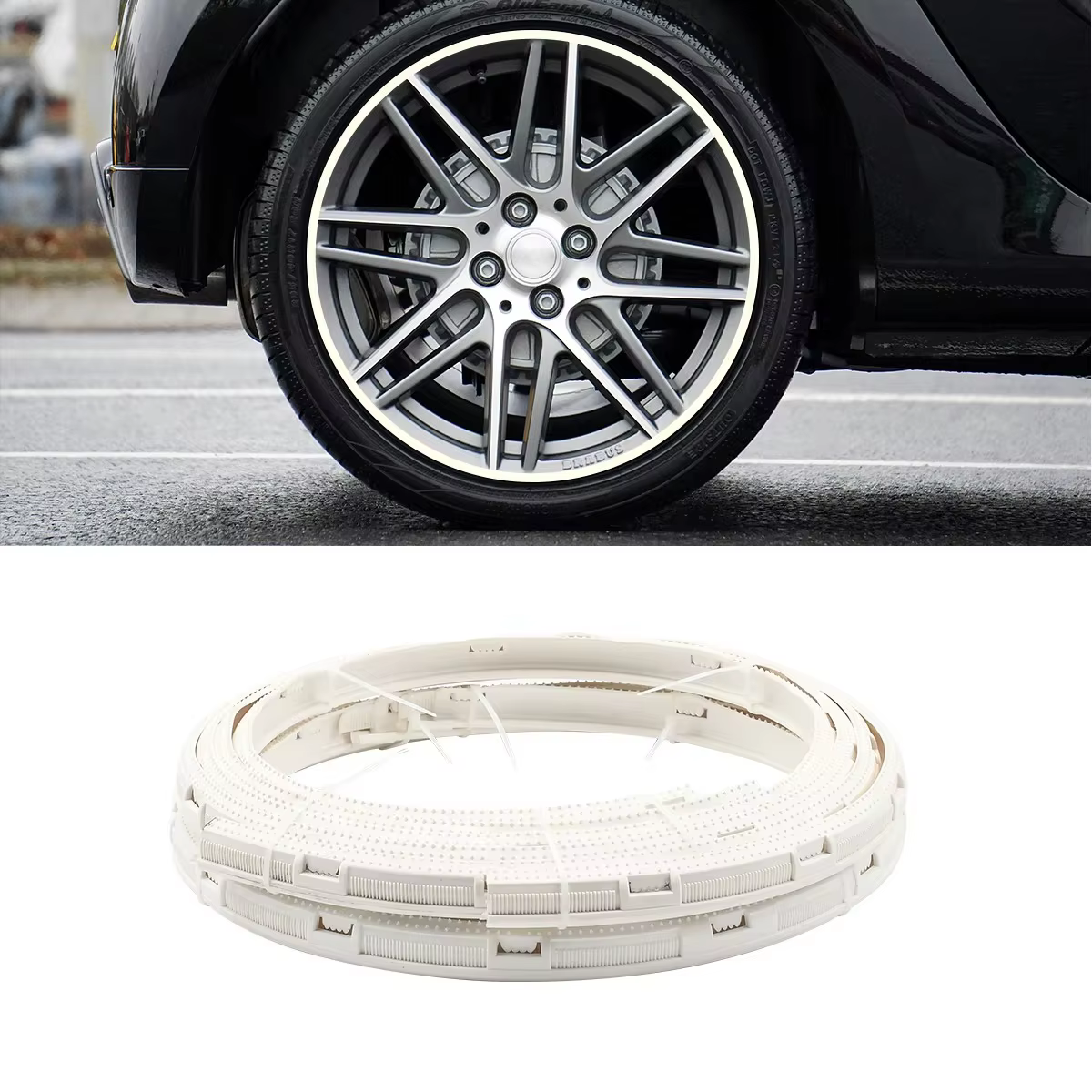 Lot de 4 protections décoratives universelles anti-rayures pour jantes de voiture 13-24 pouces – Acc