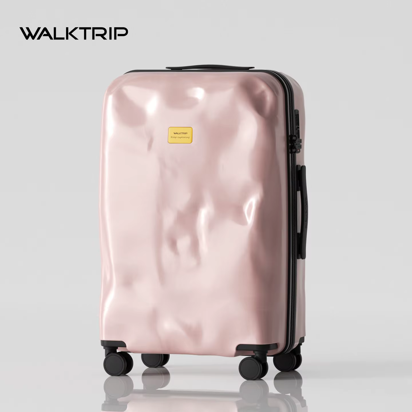 Valise embossée Walktrip, robuste et durable, bagage à main 20 pouces pour hommes et femmes, valise 