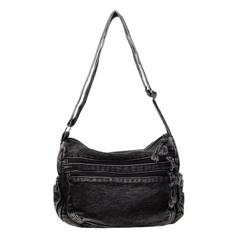 Sac à bandoulière Vintage en Denim pour femmes, sacoche de grande capacité, sacoche multi-poches, sa