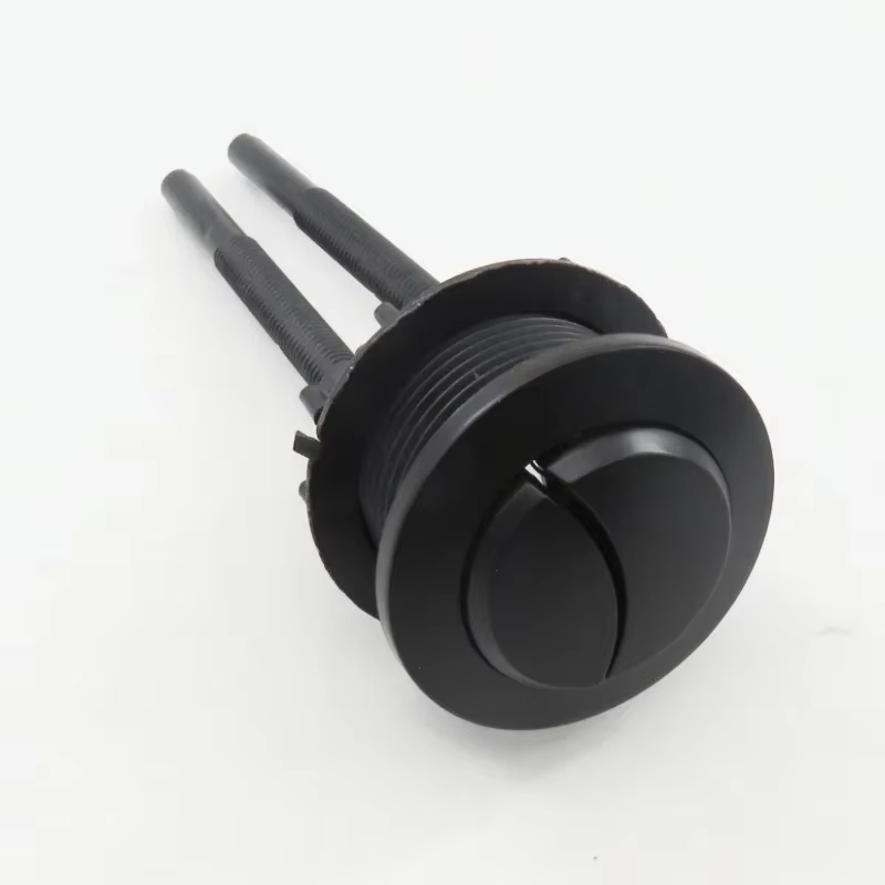 Tige de Valve ronde noire, bouton de toilette, double interrupteur, accessoires de salle de bains, é
