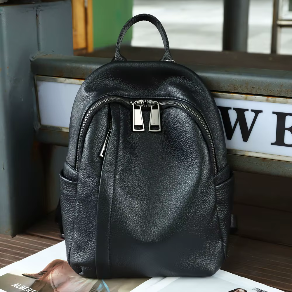 Sac à dos en cuir véritable pour femmes, sac à bandoulière d'école à la mode pour dames, sac de voya