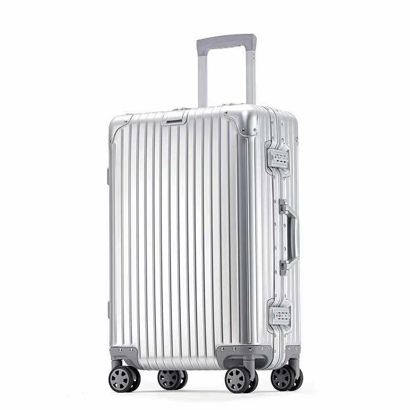 100% valise en aluminium marque de créateur bagage roulant cabine valise de voyage boîtier de chario