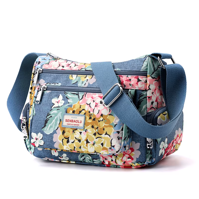 Sac messager multi-poches pour femmes, motif floral, sacs à main pour femmes, tissu imperméable, mod