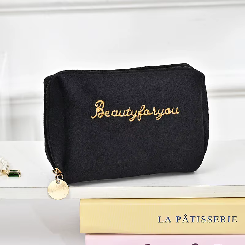 Sac de maquillage en velours pour femmes, petit sac de voyage portable pour cosmétiques, sac de toil