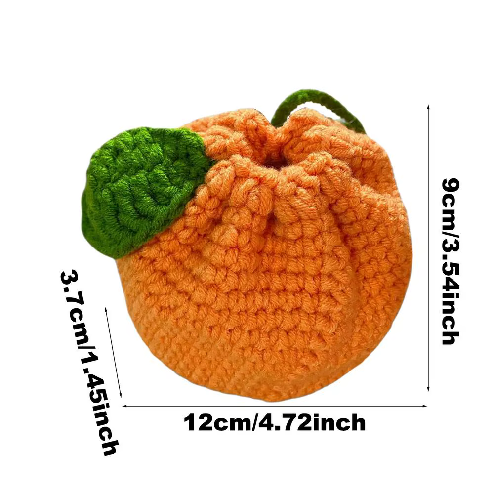 Sac à cordon en crochet mignon, porte-monnaie en crochet, sac en crochet en forme de mandarine, en f