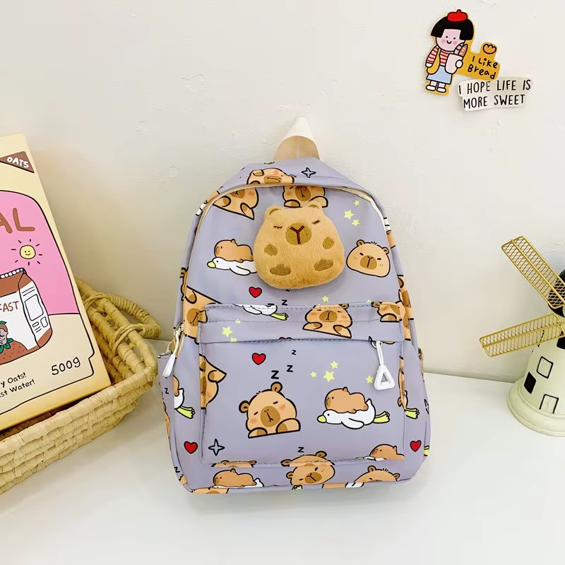 Mignon dessin animé Capybara sac à dos en peluche grande capacité sacs d'école modèle Simple livre s