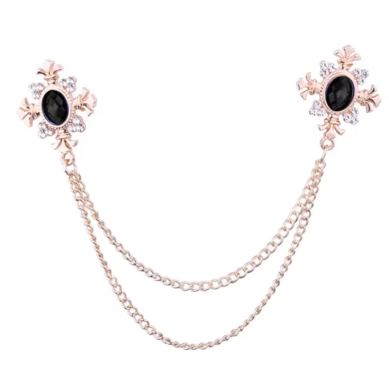Mode gland cristal croix chaîne broche femmes chemise col broches et broches personnalité épinglette