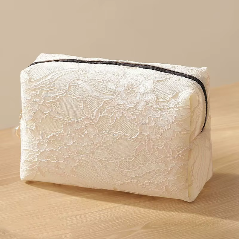 Trousse de maquillage imprimée en maille de dentelle, trousse de toilette multifonctionnelle Portabl