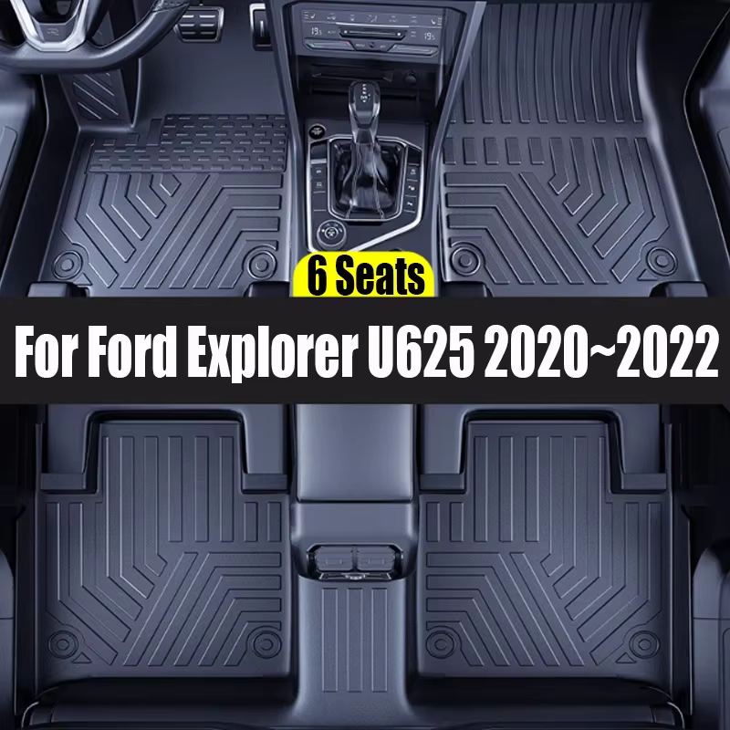 Couverture de tapis de boue en cuir imperméable pour Ford Explorer U625, polymères de plancher arriè