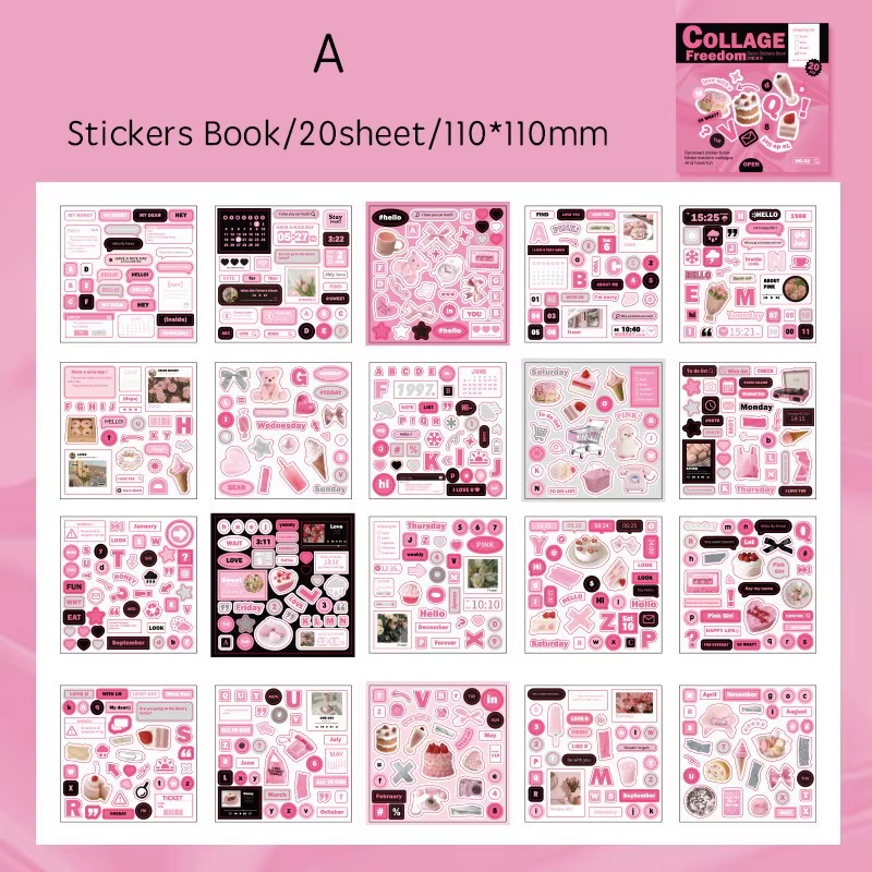 Journamm 20 pièces dessin animé Collage autocollant livre bricolage Scrapbooking Collage Journal ind