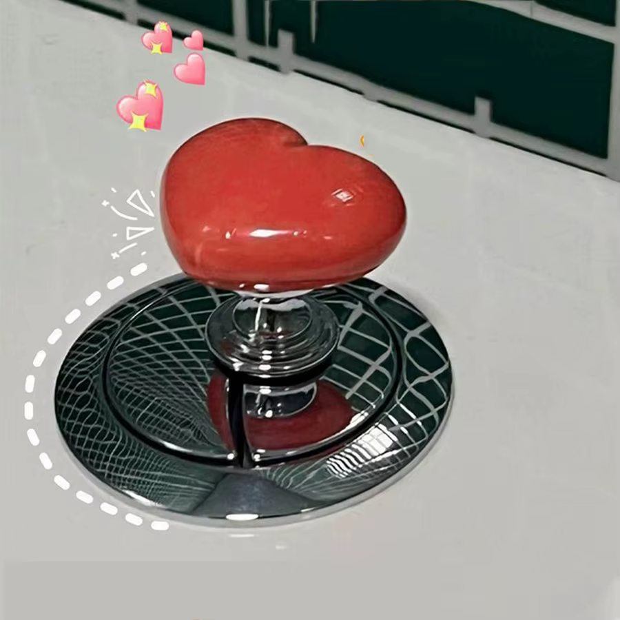 Bouton-pression de toilette blanc, accessoire en forme de cœur d'amour, interrupteur de chasse d'eau