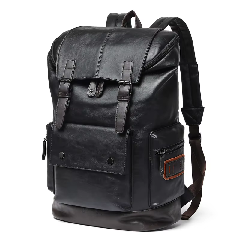 Grand sac à dos de voyage antivol en cuir pour hommes sacs pour ordinateur portable hommes noir Pu s